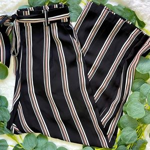 Stripe boho style ankle cut pants